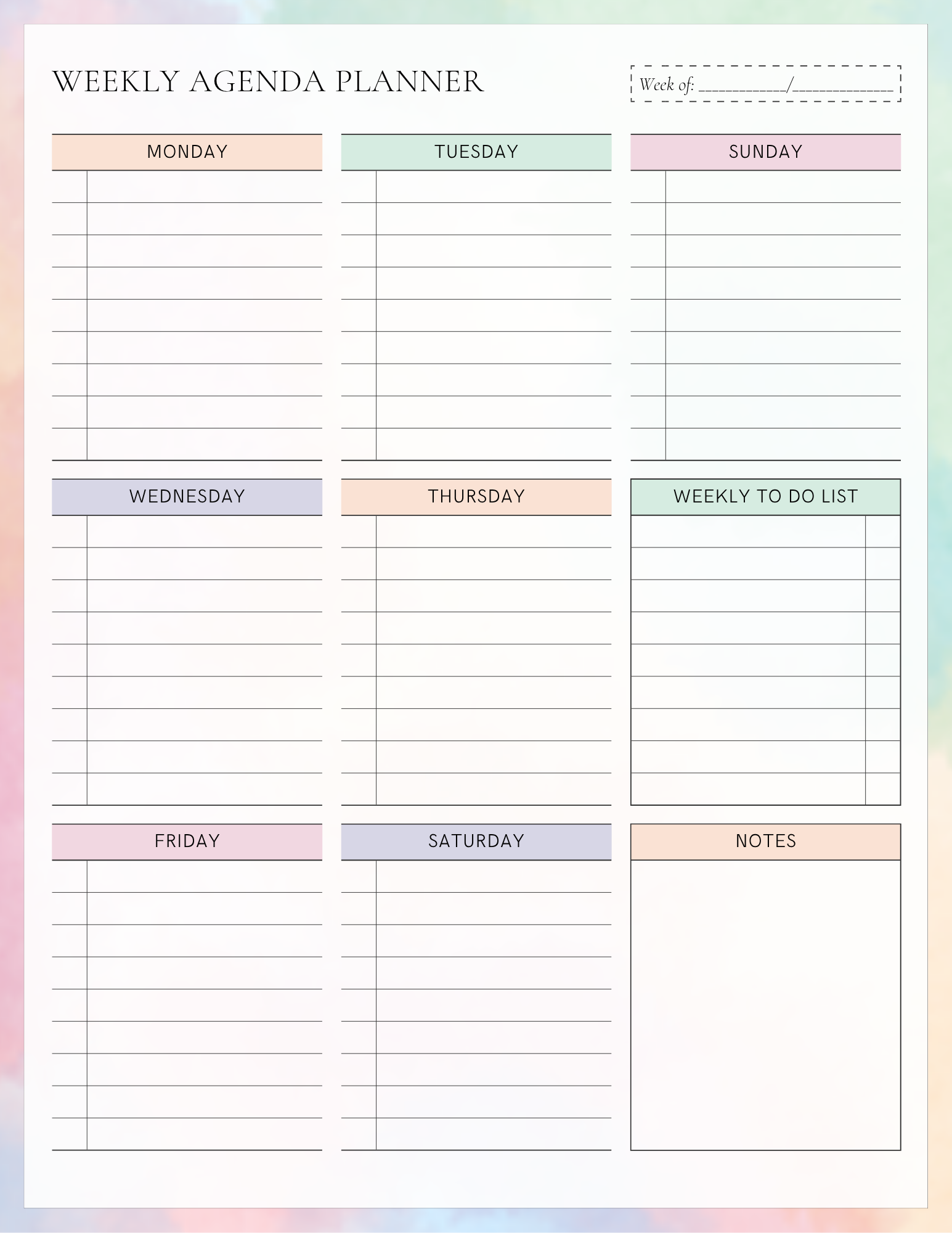 Weekly planner